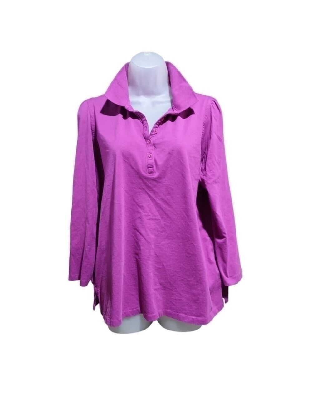 Roamans Polo Tee Long Sleeve Berry Medium